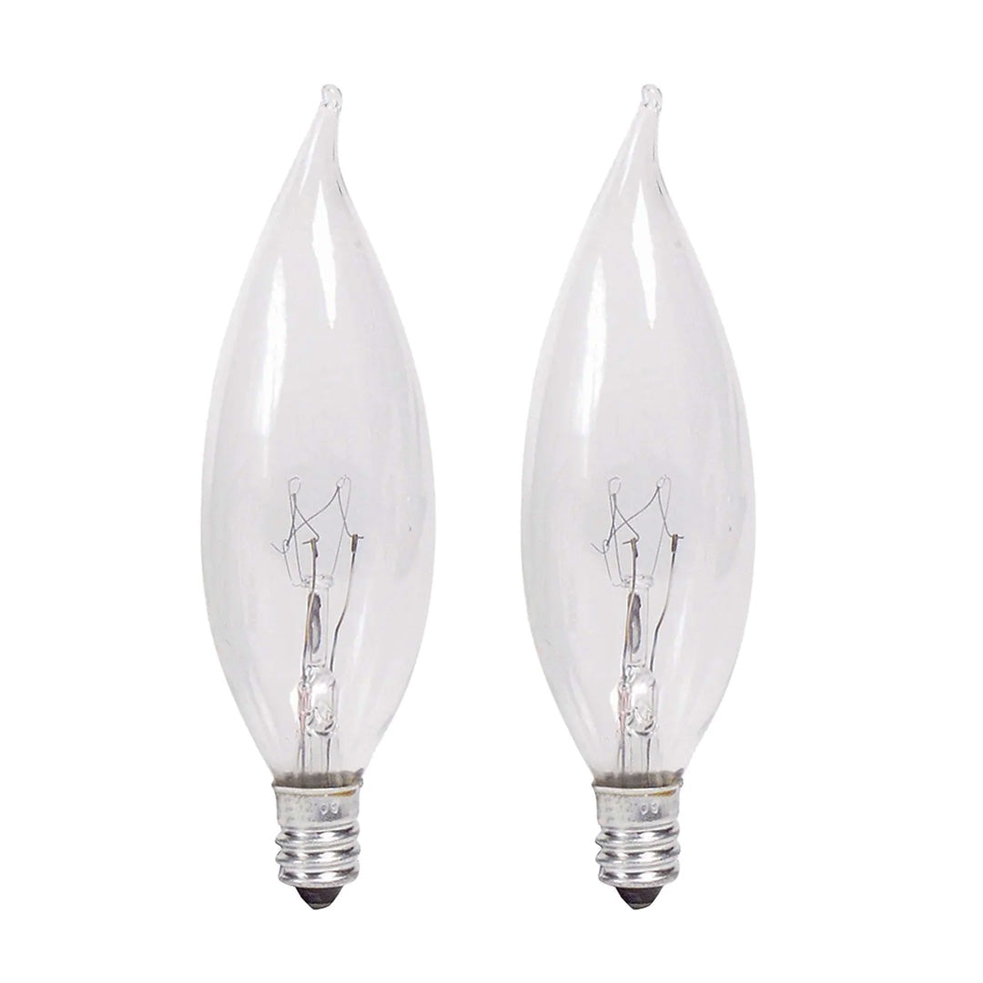 2Pk - Philips 7w 120v C7 CA5 Clear E12 Candelabra Mini Bent Tip Candle Light Bulb