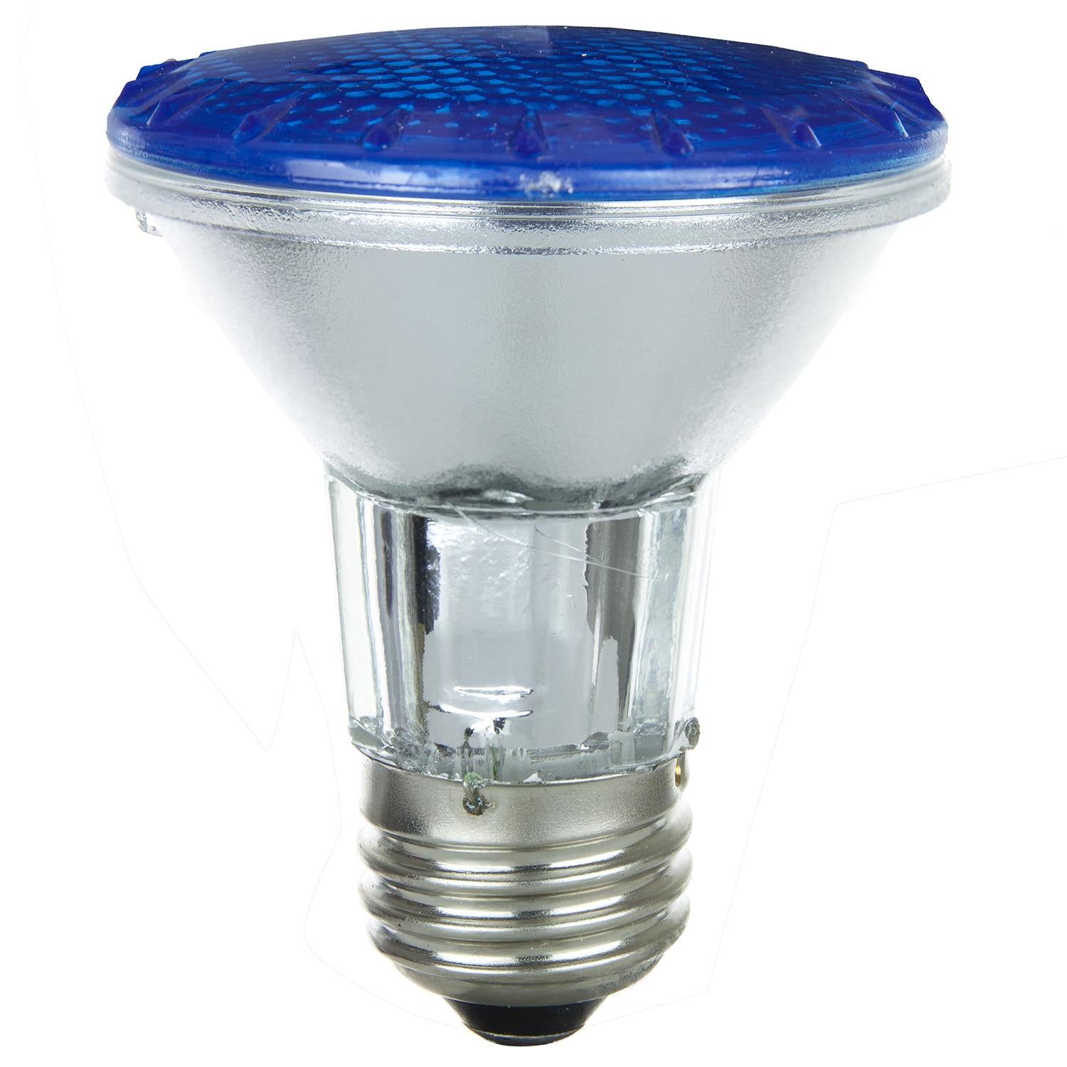 SUNLITE 50w PAR20 Narrow Flood 30 deg. Colored Medium Base Blue Halogen Lamp