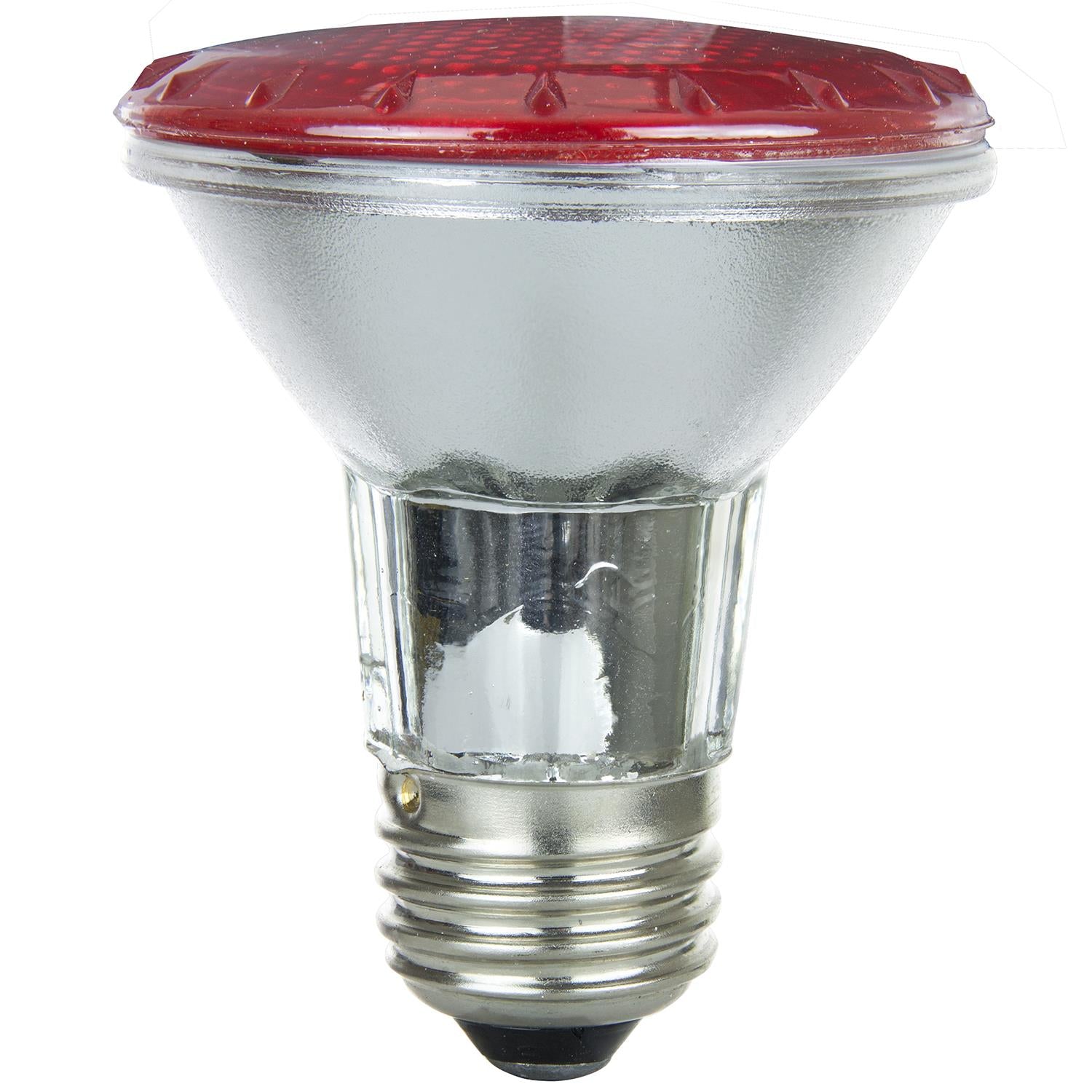 Sunlite 50w PAR20 Narrow Flood 30 deg. Colored Medium Base Red Halogen Lamp