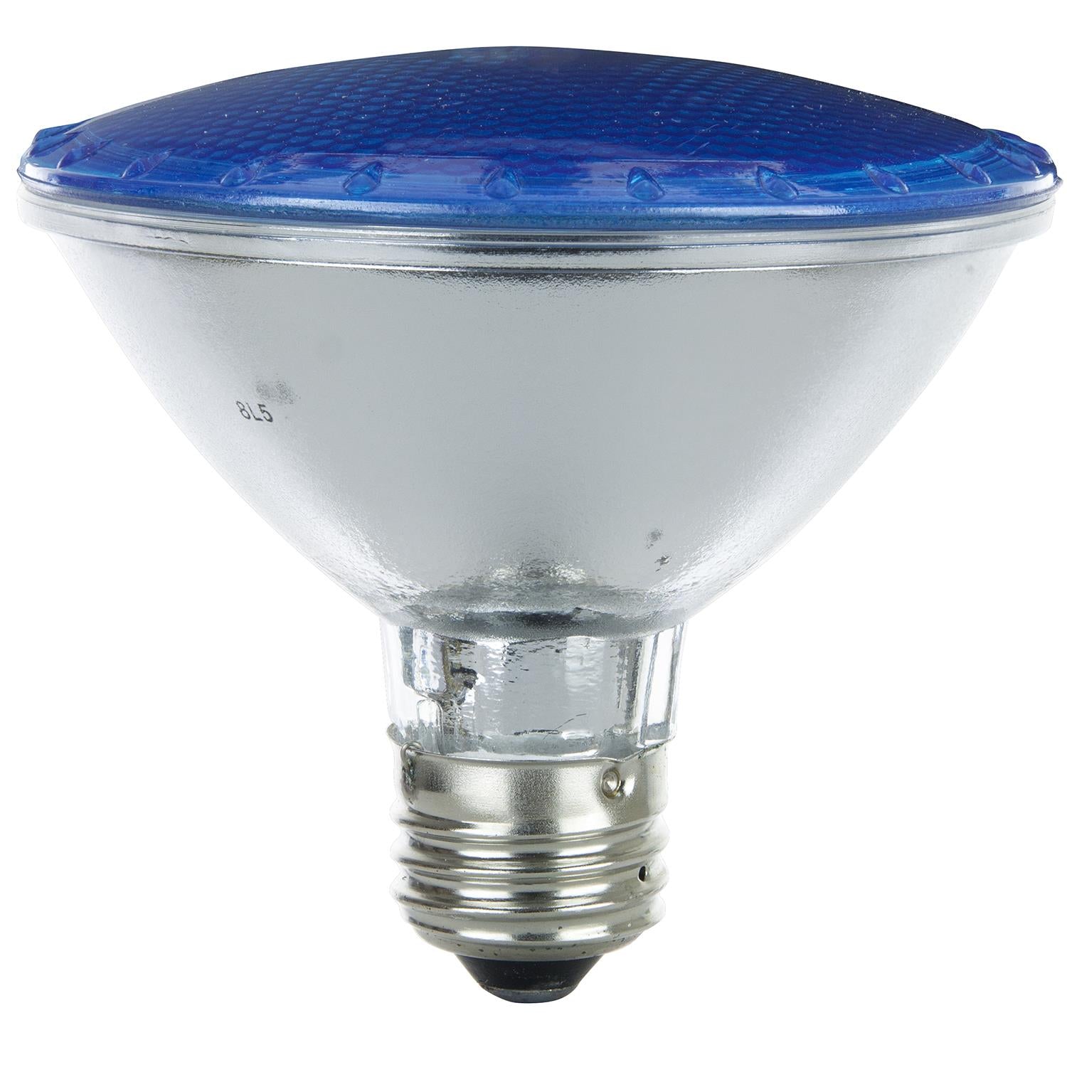 SUNLITE 75w PAR30 Narrow Flood 30 deg. Medium Base Colored Blue Halogen Lamp