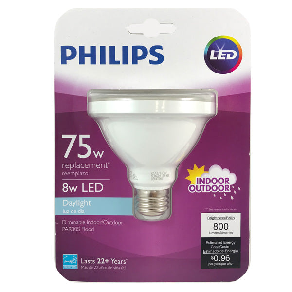 geluk droogte aansluiten Philips 8W PAR30S LED 5000K Daylight Indoor Outdoor Flood Bulb – BulbAmerica