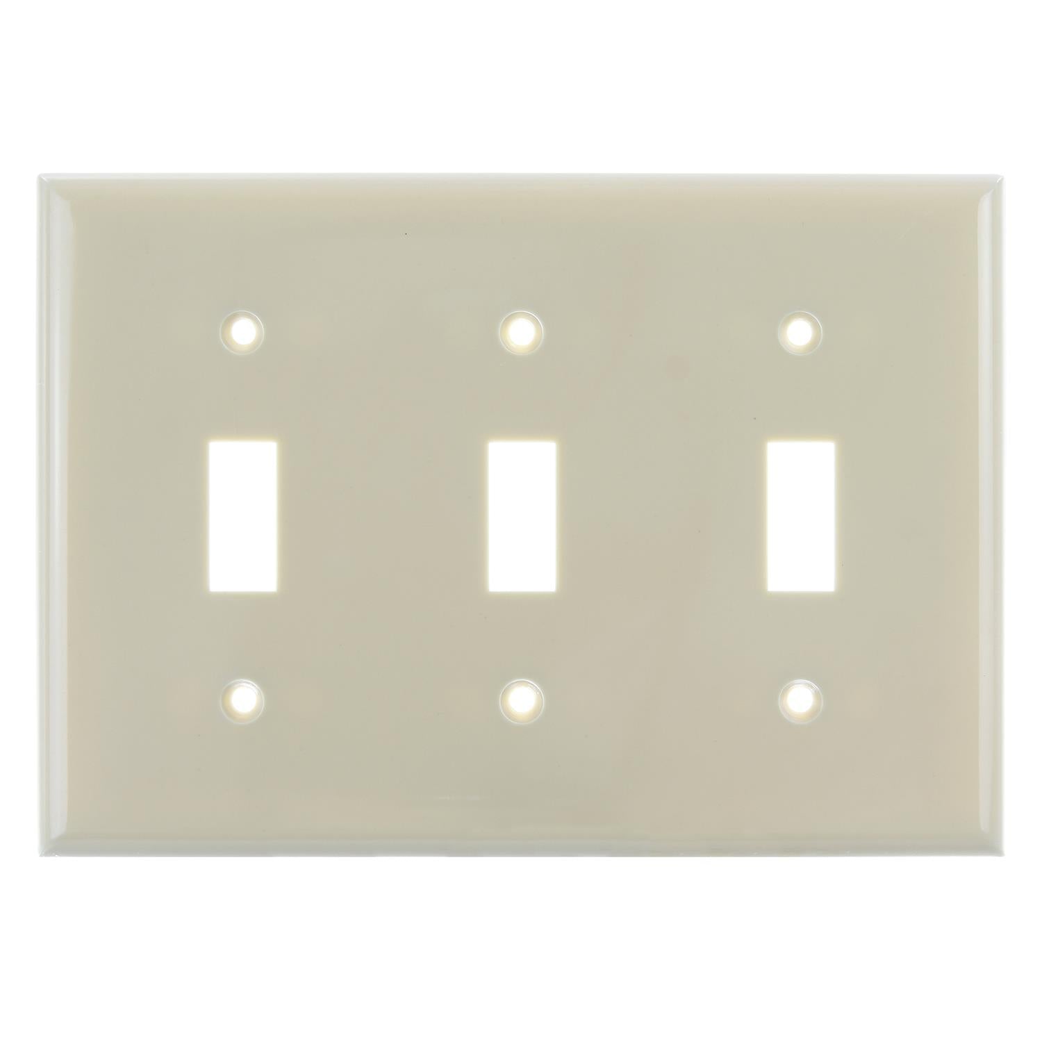 12pk - SUNLITE 3 Gang Toggle Plate Ivory Color E103I