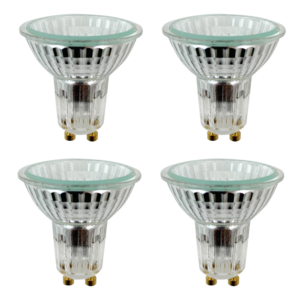 4pk - MR16 GU10 Flood 2950K halogen light bulb with front glass –