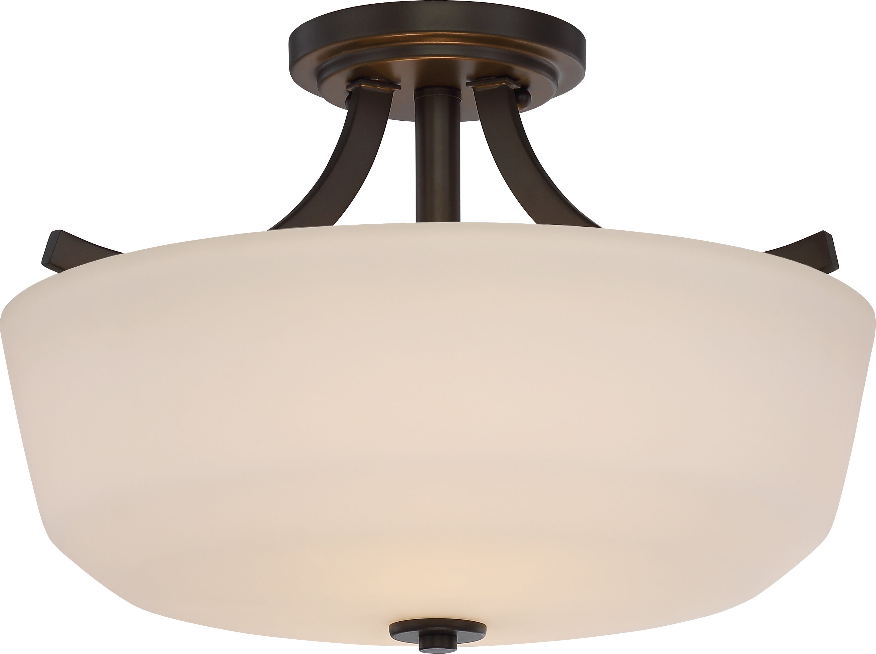 Laguna 2-Light Semi Flush Mounted Light Fixture in Forest Bronze Finish