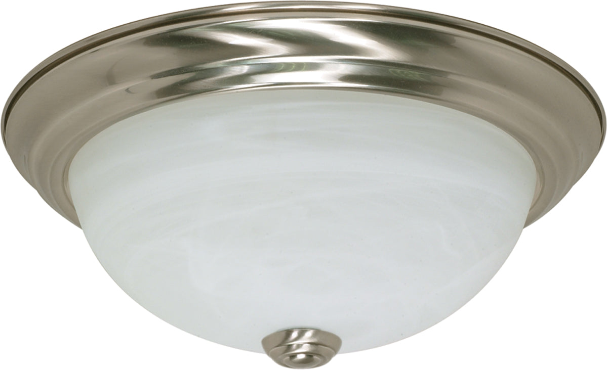 Nuvo 2-Light 11" Ceiling Flush Mount w/ Alabaster Glass in Brushed Nickel Finish
