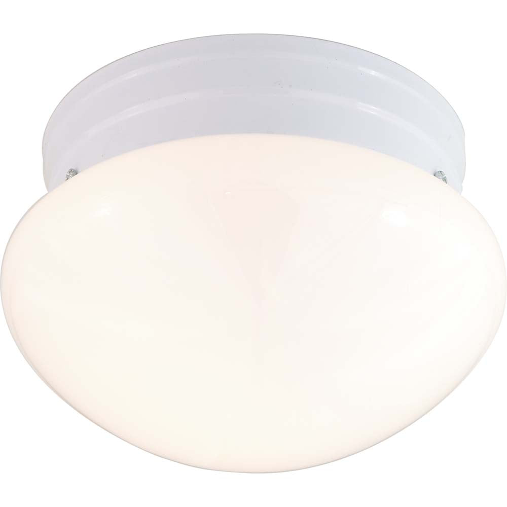 Nuvo 1-Light 8" Flush Mount Fixture Small White Mushroom w/ White Finish