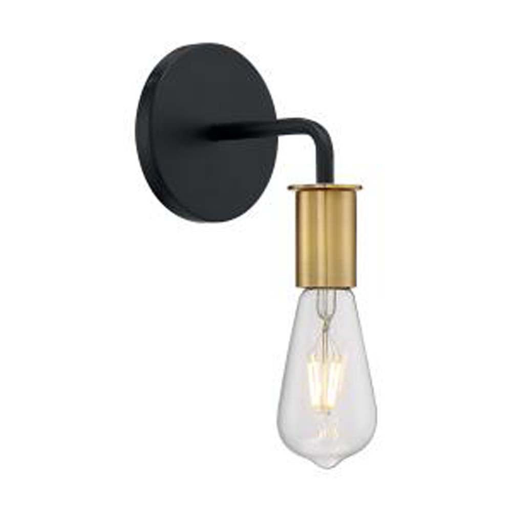 Nuvo Ryder 1-Light Sconce w/ Black & Brushed Brass Finish