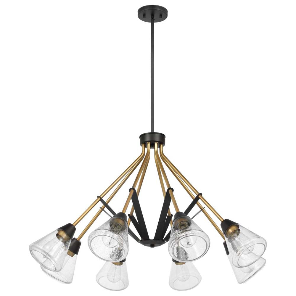 Starlight 60w 8-Light Chandelier Clear Seeded Glass E26 Base Matte Black Finish