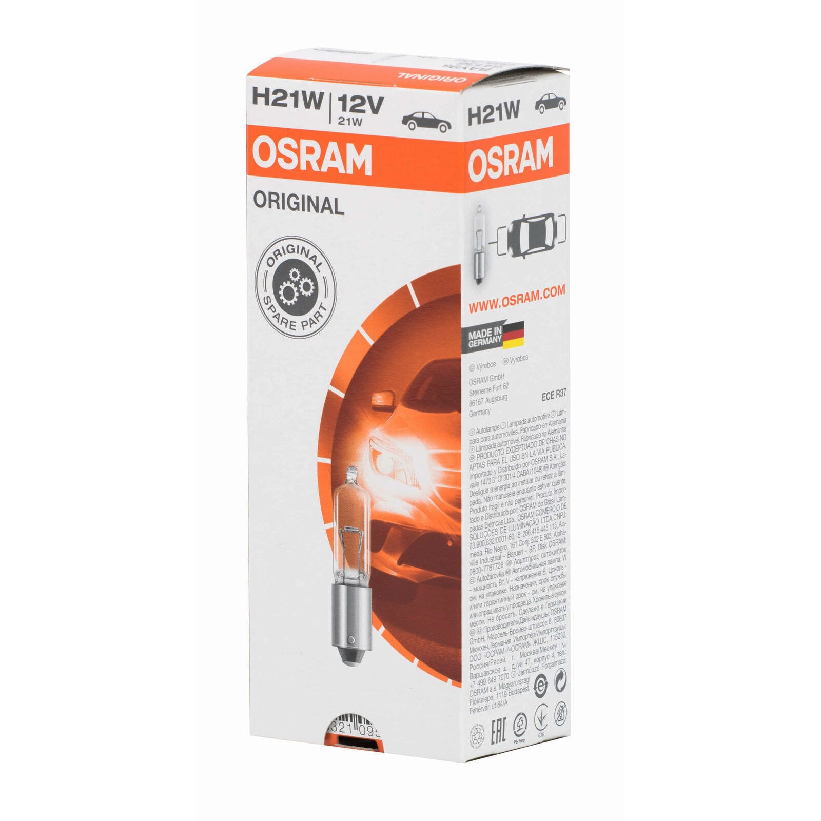 10Pk - Osram 64136 H21W 21W 12V BAY9s 095.206 Motorcycles Bulb