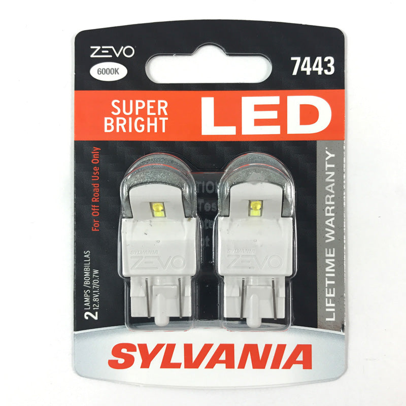 2-PK SYLVANIA ZEVO 7443 T20 White LED Automotive Bulb