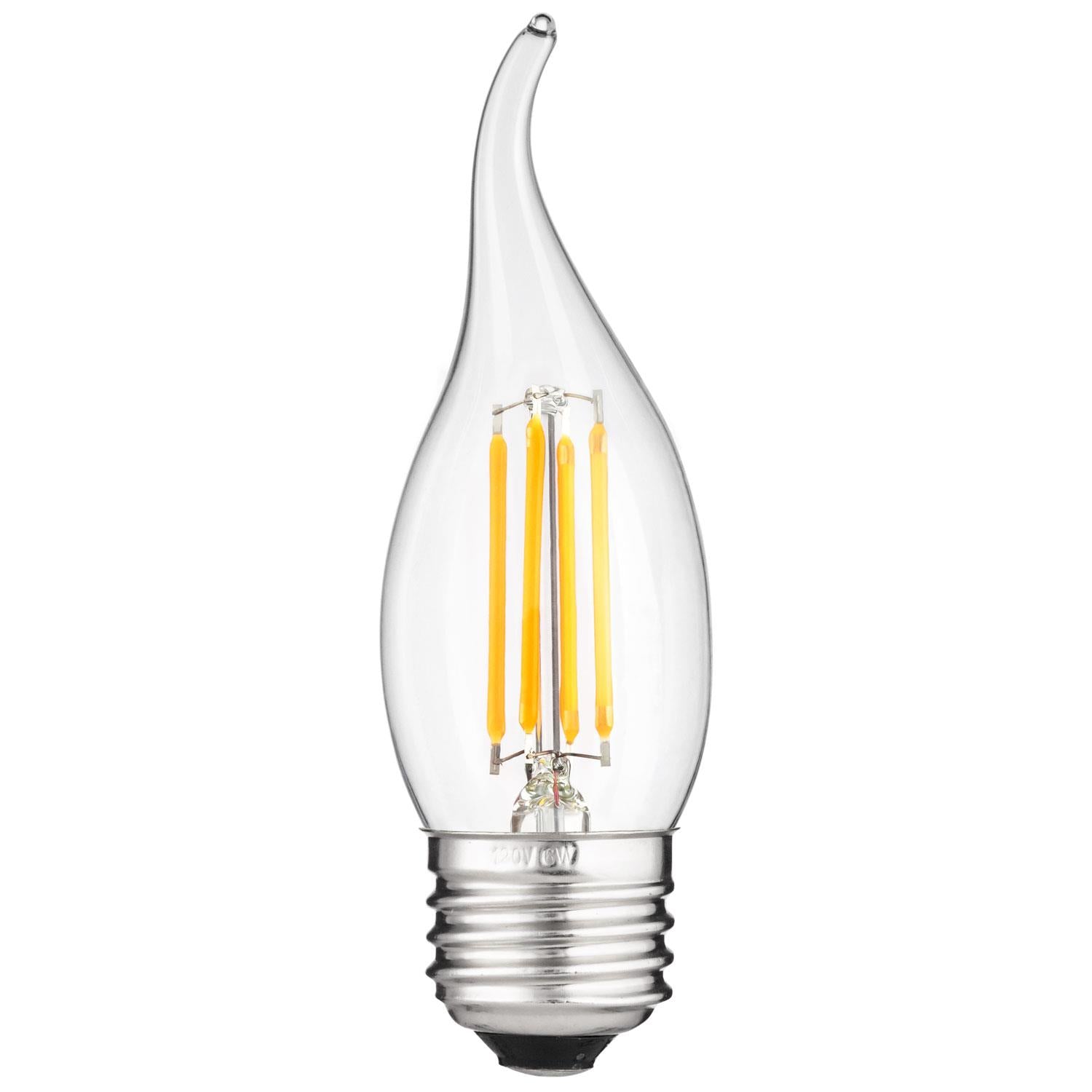 SUNLITE 80421-SU 4 Watt Flame Tip Lamp Medium (E26) Base Warm White 2700K