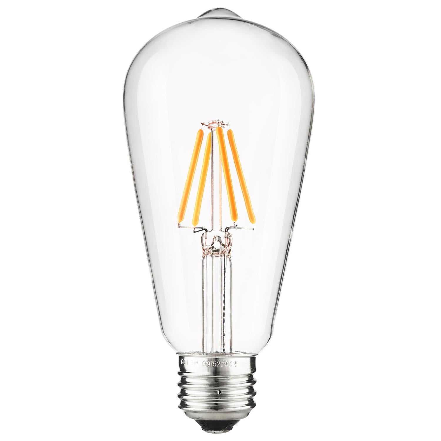 SUNLITE 80460-SU LED Vintage S19 Edison 3w Light Bulb Warm White 2200K