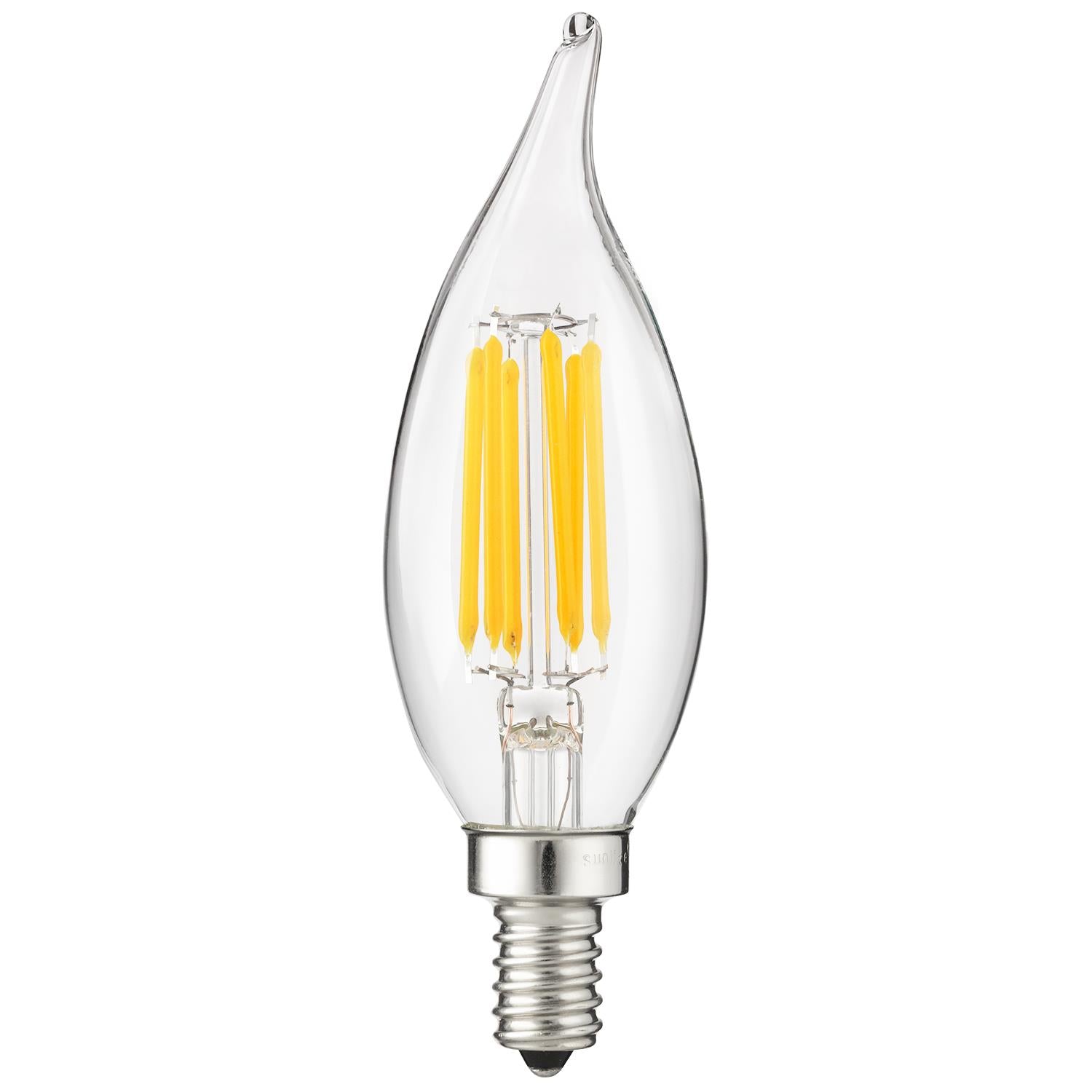 SUNLITE 81104-SU 6 Watt Flame Tip Lamp Medium (E26) Base Cool White 4000K