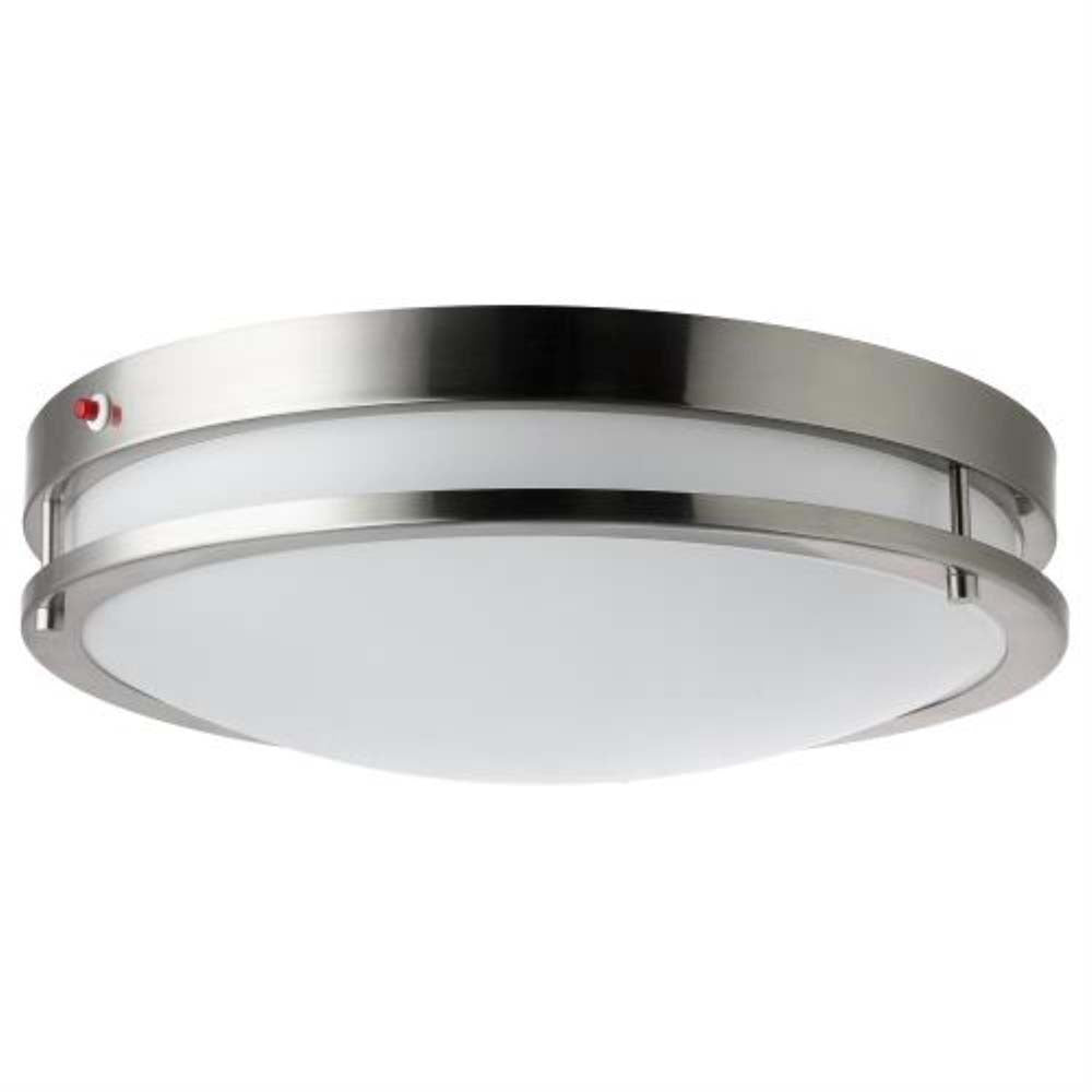 Sunlite 12-in Round LED Double Band Fixture CCT Tunable Brushed Nickel 100-277v