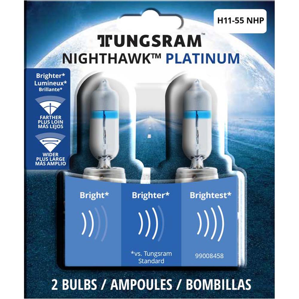 2Pk - Tungsram H11-55NHP Nighthawk Platinum head lamps Automotive Bulb