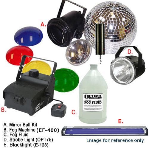 Mirror Ball Strobe Fog Machine Fog Fluid Blacklight Fixture w/ bulb