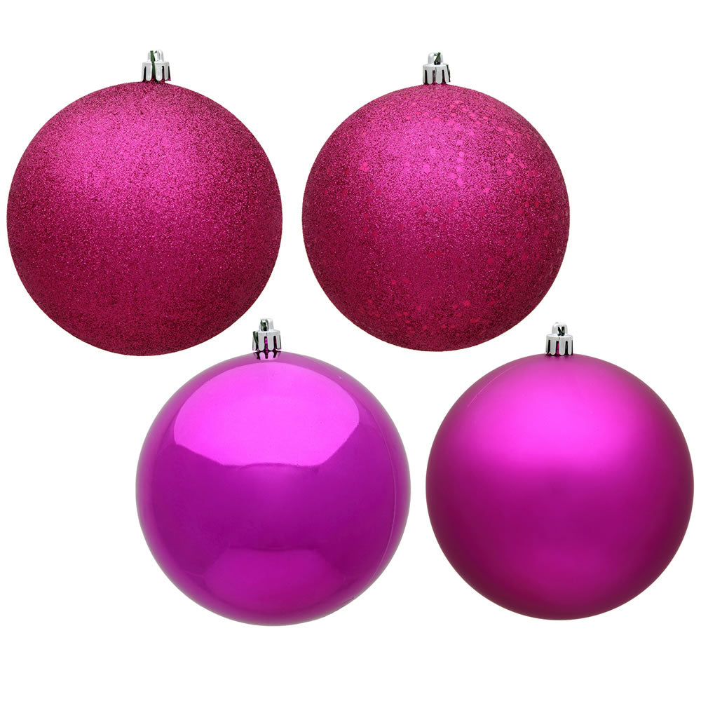 Vickerman 4.75 in. Fuchsia Ball 4-Finish Asst Christmas Ornament