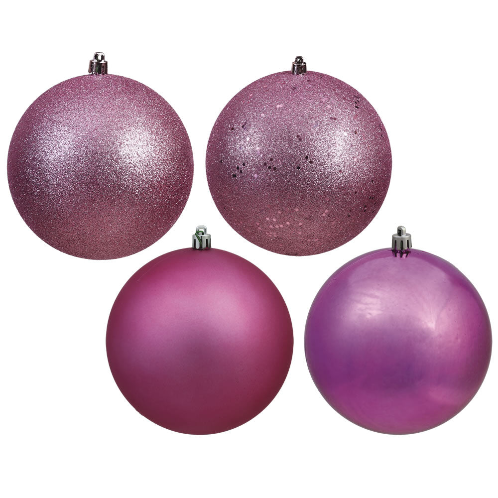 Vickerman 8 in. Mauve Ball 4-Finish Asst Christmas Ornament