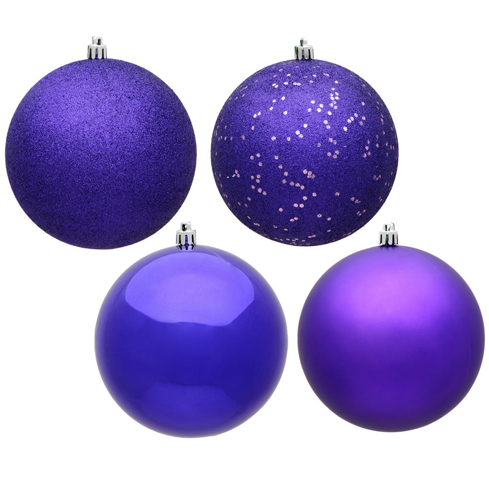 Vickerman 4.75 in. Purple Ball 4-Finish Asst Christmas Ornament