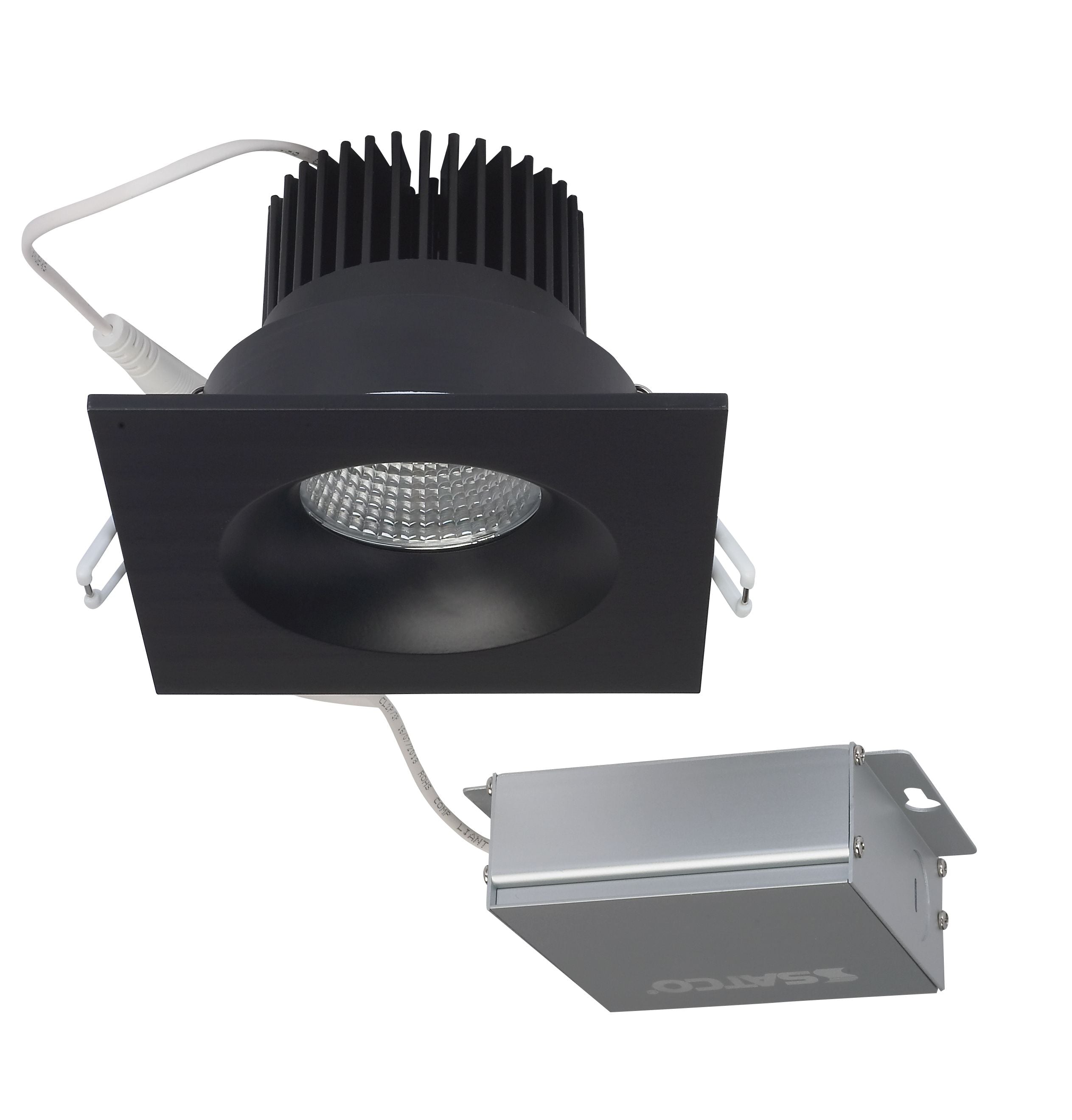 12 watt LED Direct Wire Downlight 3.5 inch 3000K 120 volt Dimmable Square Remote Driver Black