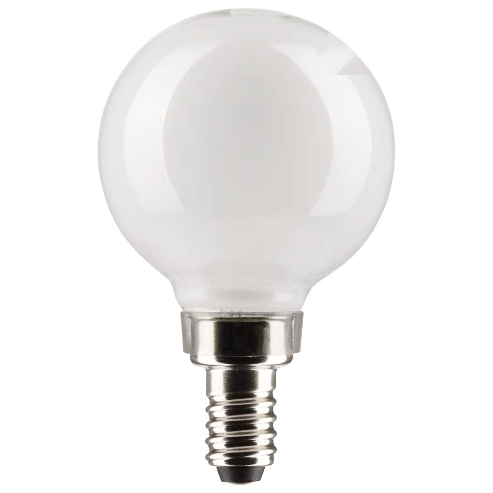 Satco 3w G16.5 Globe Filament LED 400K Candelabra Base White Dimmable - 25w equiv