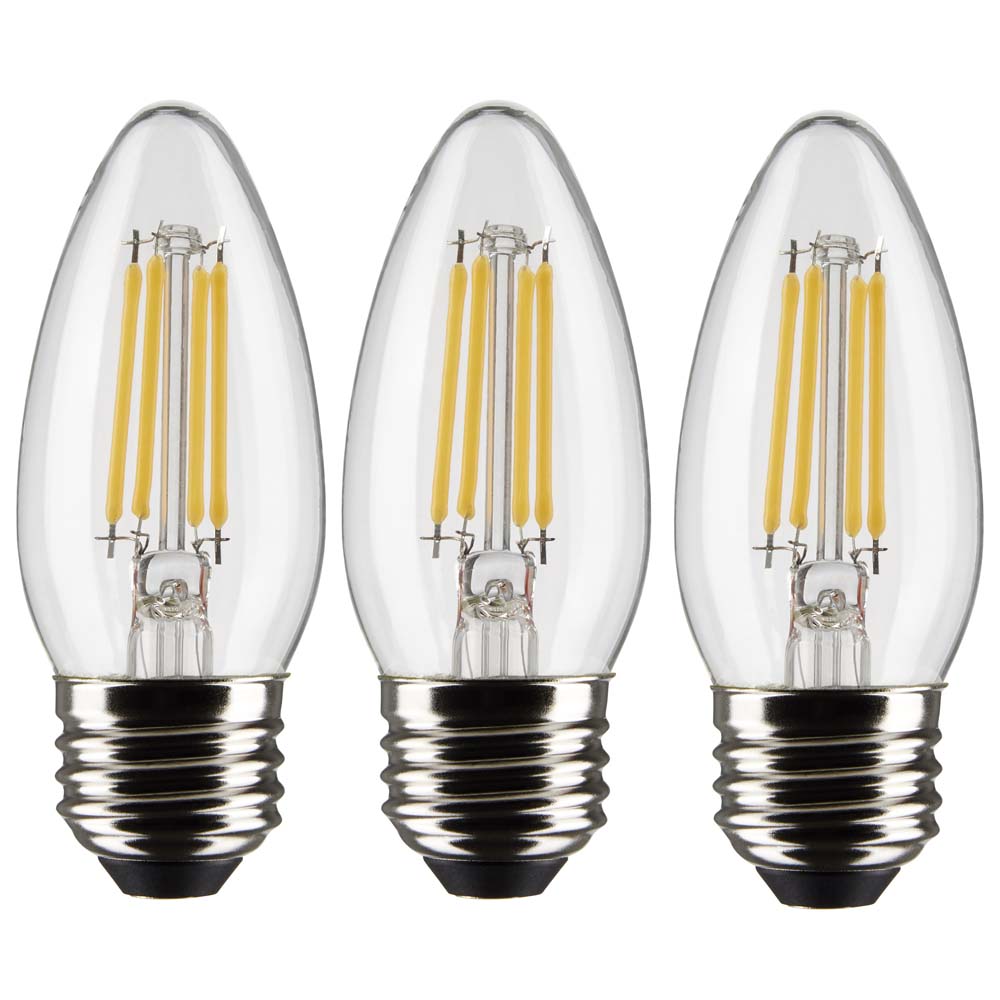 3Pk - Satco 4w B11 LED 2700K Medium Base Dimmable - 40w equiv