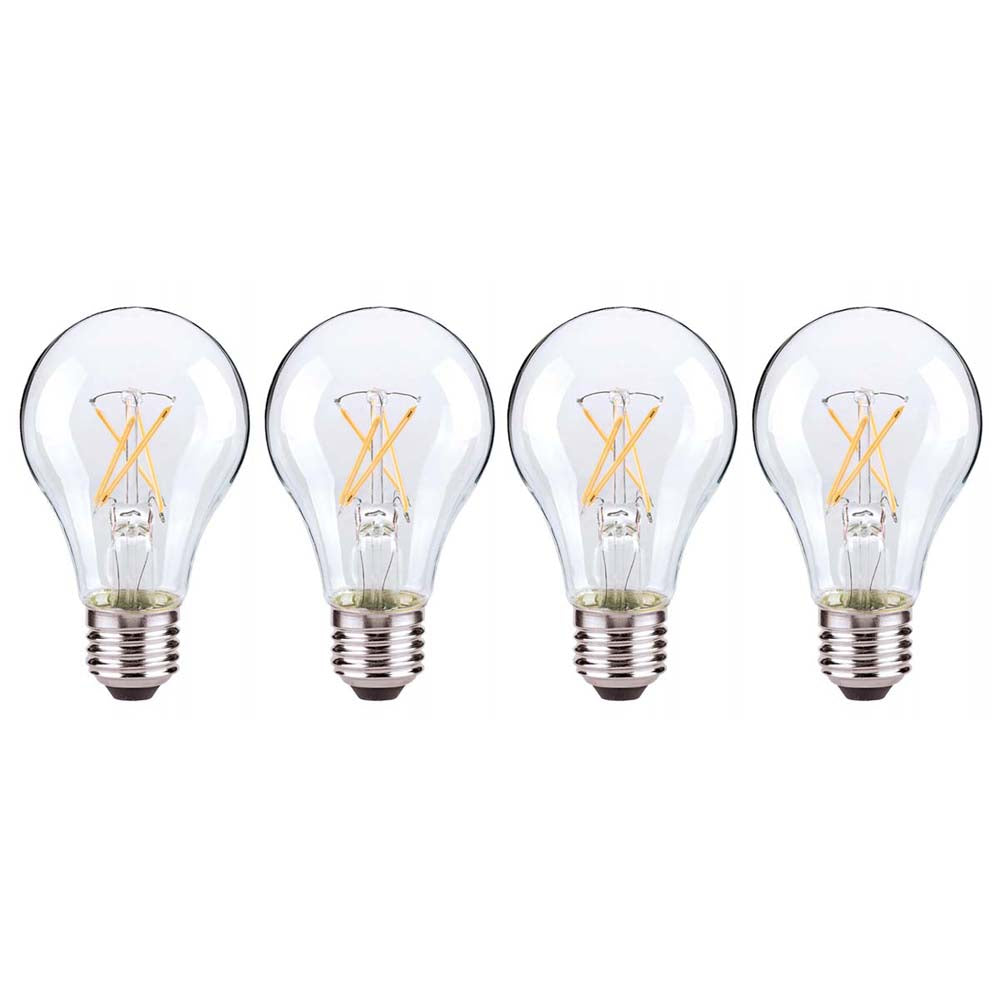 4Pk - Satco 5w A19 LED Clear 120v Medium Base 2700k bulb