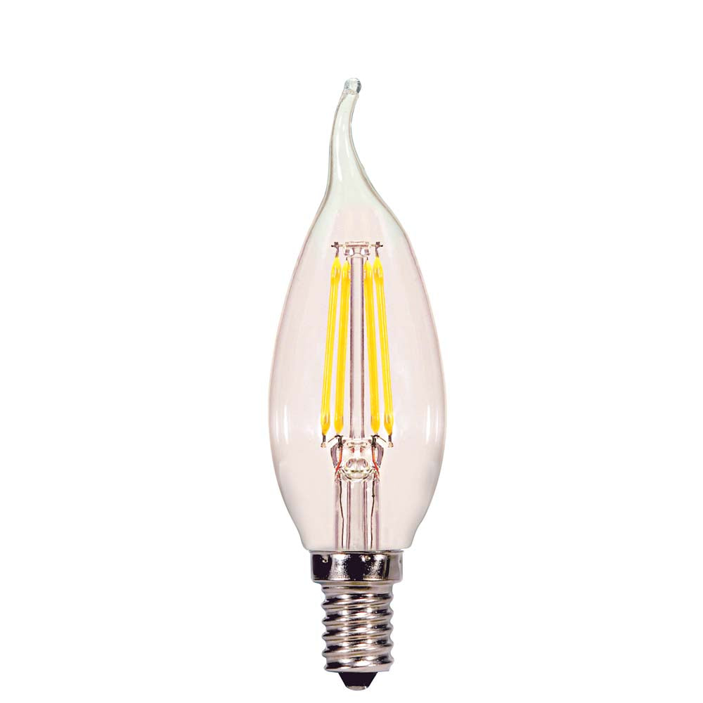 Satco 4w CA11 Flame LED Filament E12 Candelabra base 350Lm 3000K Dimmable Bulb