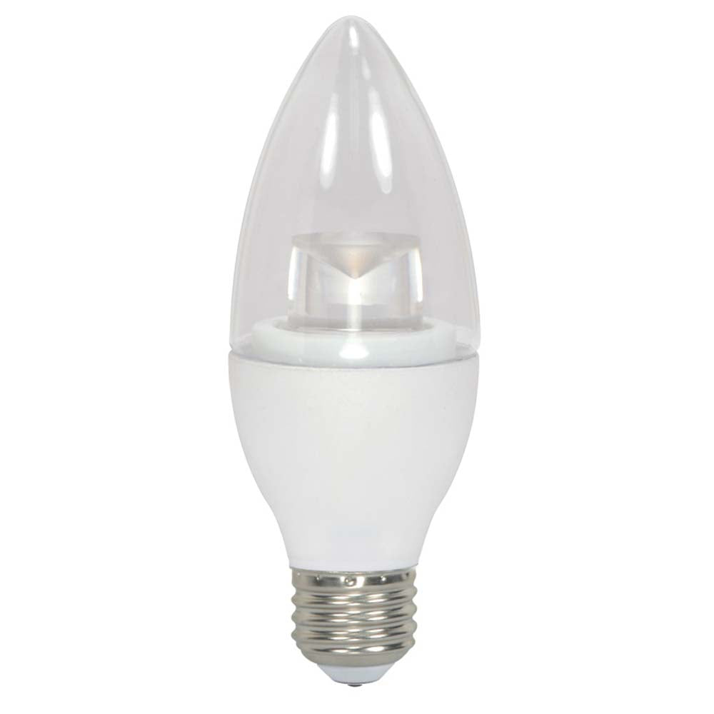 Satco 4.5W B11 Torpedo, Candelabra LED 300Lm 3000K Warm White E26 Base Bulb