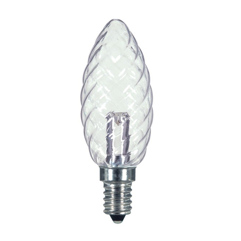 Satco S9155 1W 120V B9.5 Clear Crystal E12 Candelabra Base LED Bulb