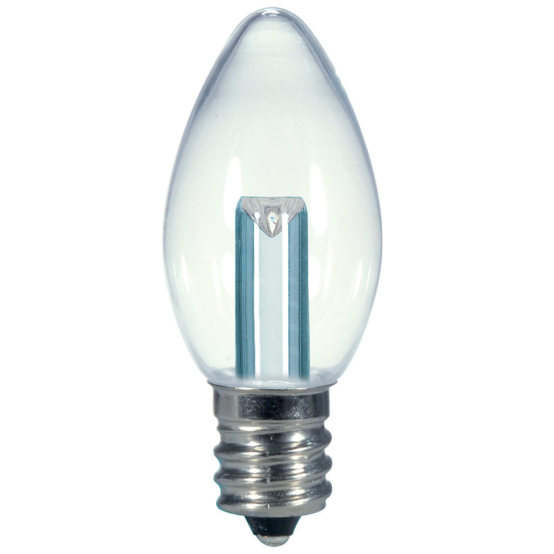 Satco 0.5W C7 Torpedo Clear, E12 Candelabra Base LED Light Bulb - 2700K