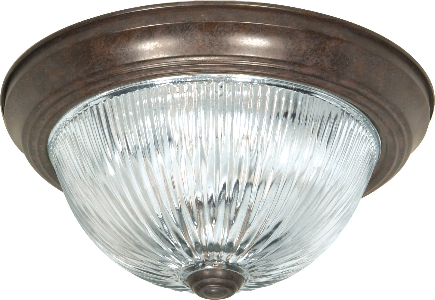 Nuvo 2-Light 11" Ceiling Light w/ Clear Ribbed Glass in Old Bronze Finish