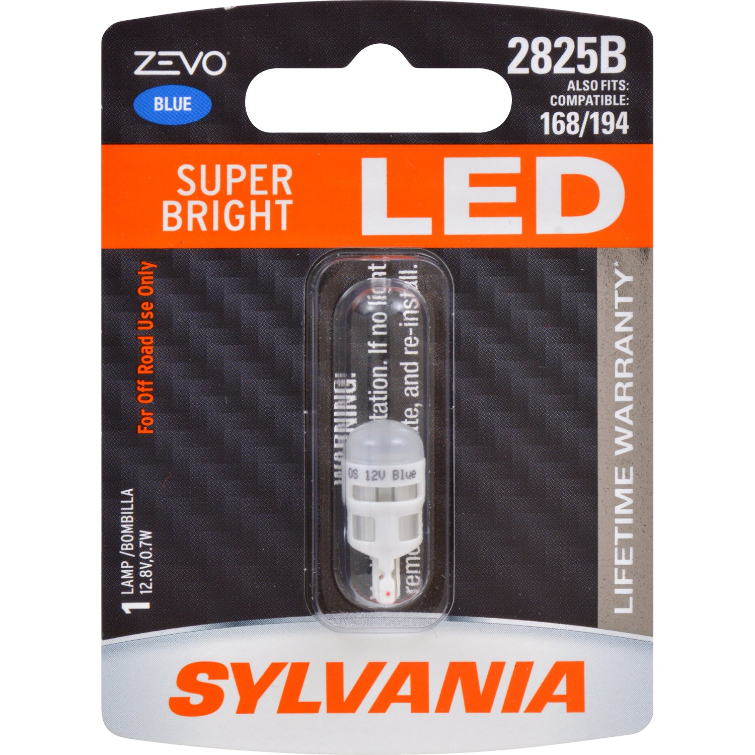 SYLVANIA ZEVO 2825 T10 W5W Blue LED Automotive Bulb