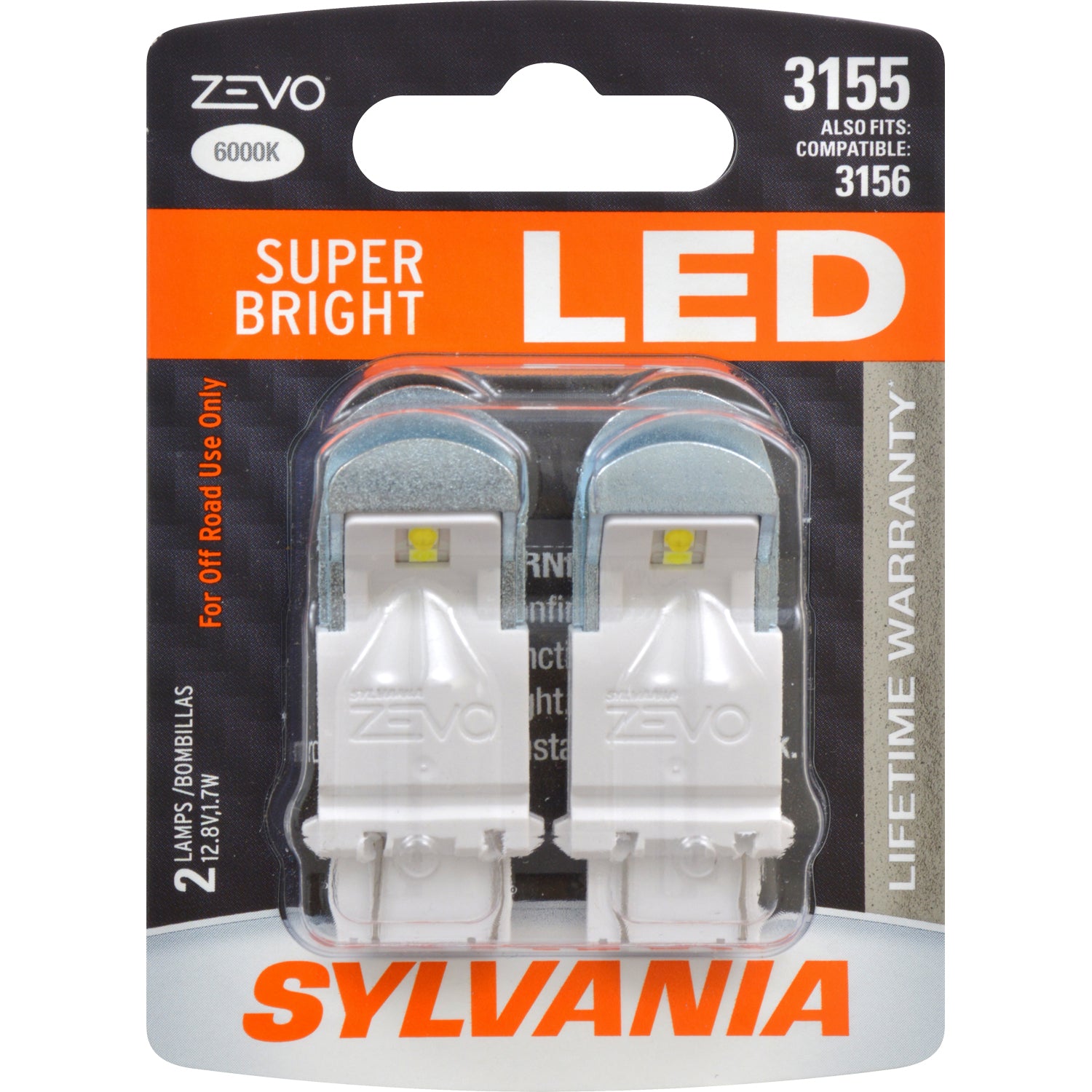 2-PK SYLVANIA ZEVO 3155 White LED Automotive Bulb