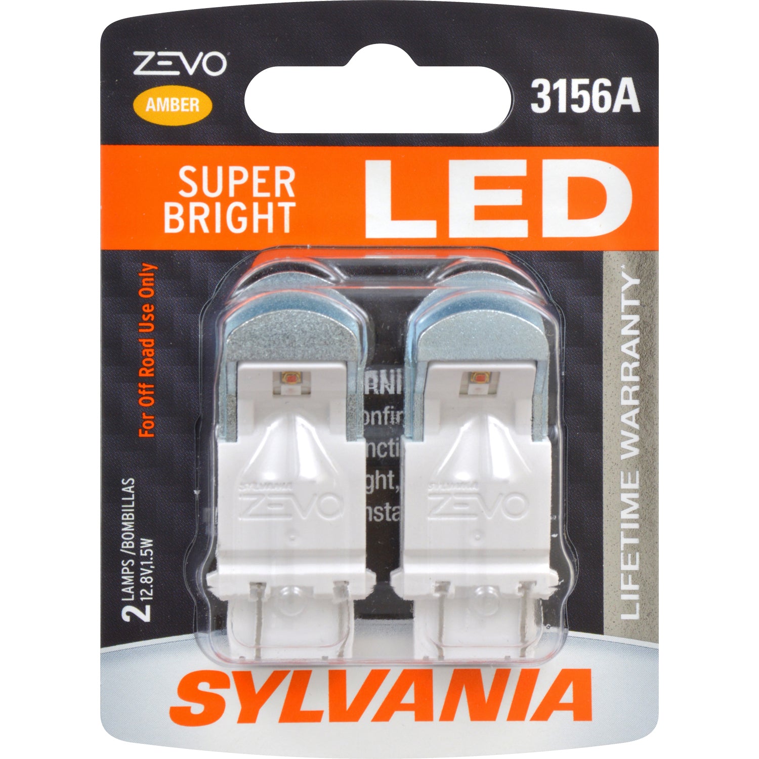 2-PK SYLVANIA ZEVO 3156 Amber LED Automotive Bulb