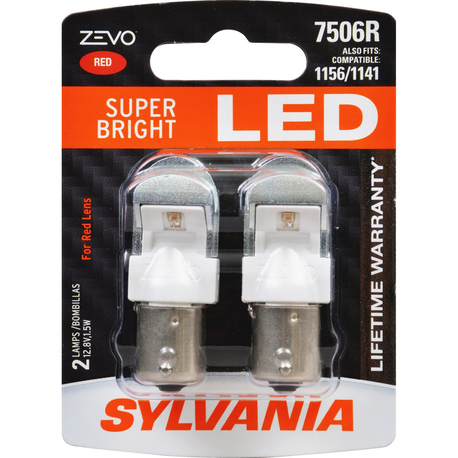 2-PK SYLVANIA ZEVO 7506 Red LED Automotive Bulb