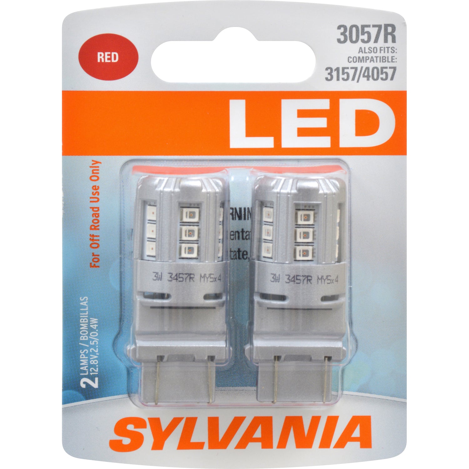 2-PK SYLVANIA 3057 Red LED Automotive Bulb