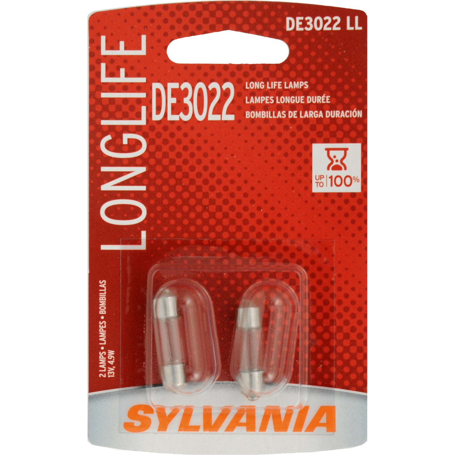 2-PK SYLVANIA DE3022 Long Life Automotive Light Bulb