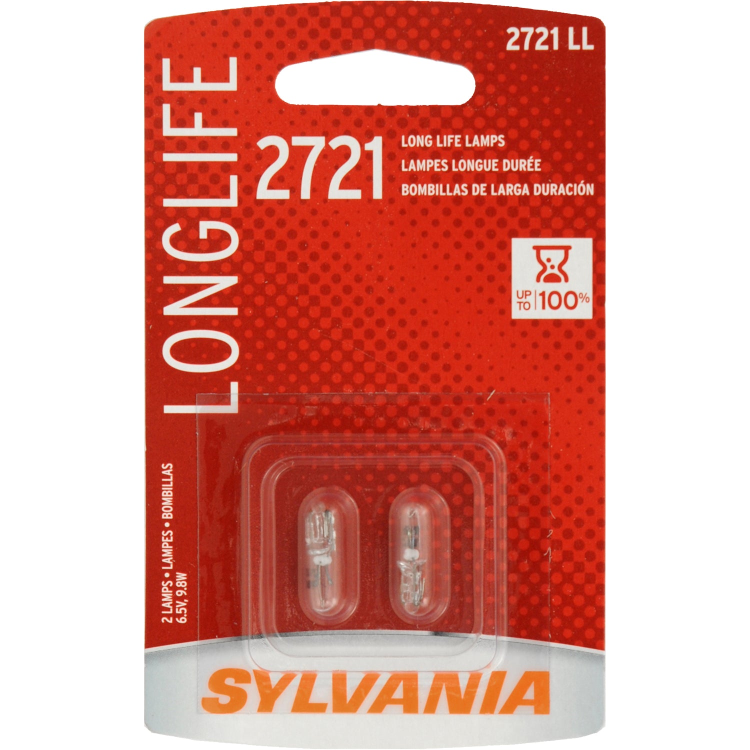 2-PK SYLVANIA 2721 Long Life Automotive Light Bulb