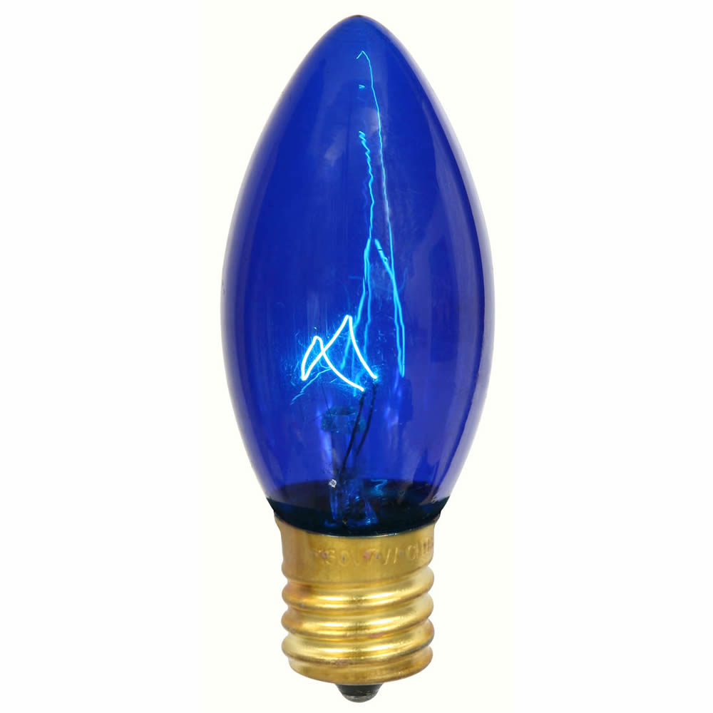 100PK - Vickerman C9 Transparent Blue 7W 130V Bulb