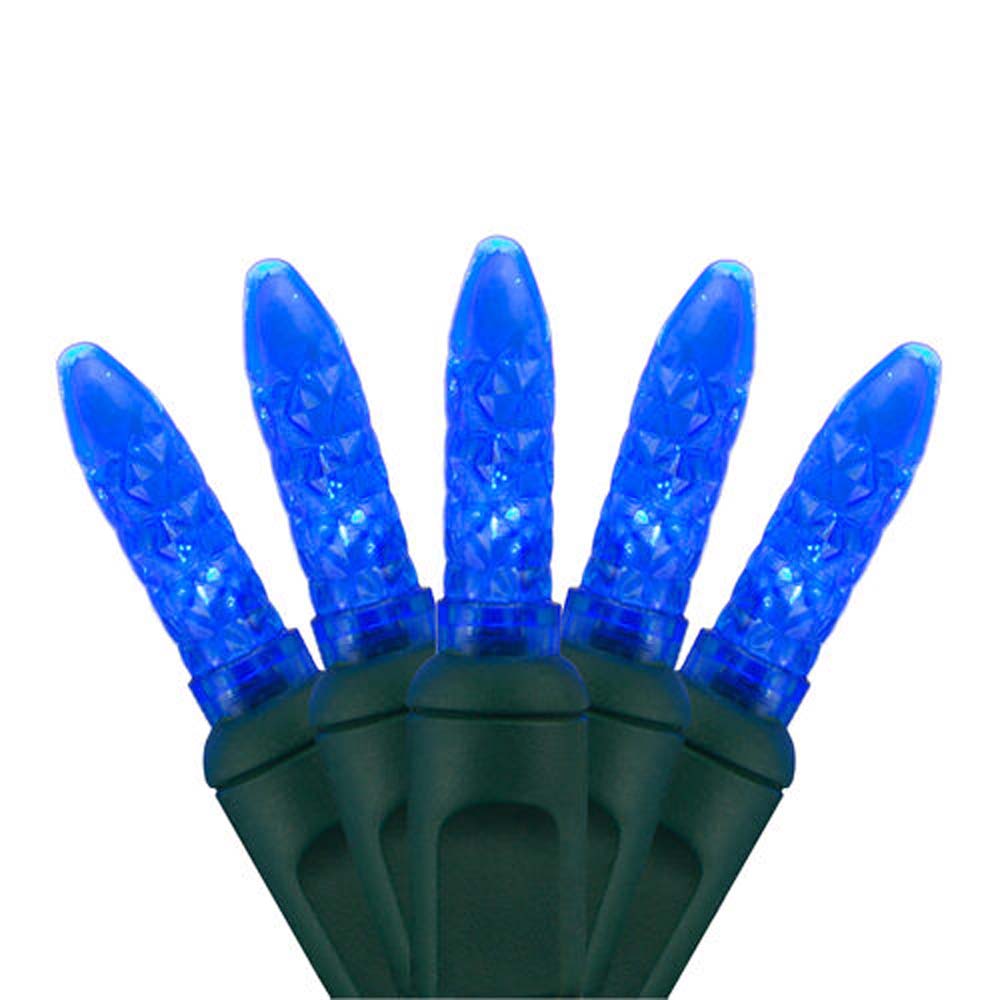 70 Blue M5 LED Lights, Green Wire, 4" Spacing