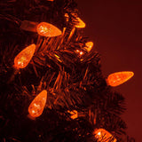 70 Orange C6 LED Christmas Lights, Green Wire, 4" Spacing_4
