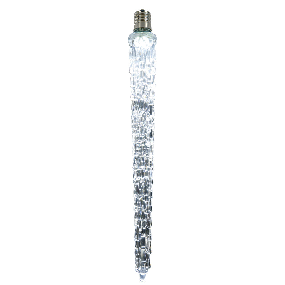 24 inch C9 LED Falling Icicle Cool White E17 Nickel Base 120V Bulb