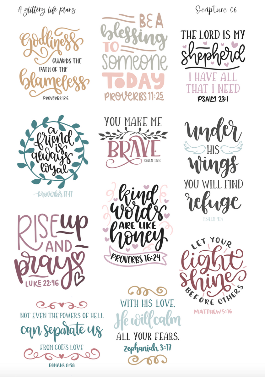 Bible Verse (Scripture 06) Script Stickers for Planners and Journals ...