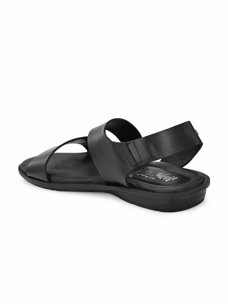 Men Black Leather Slip-On Sandals – Hitz Shoes Online
