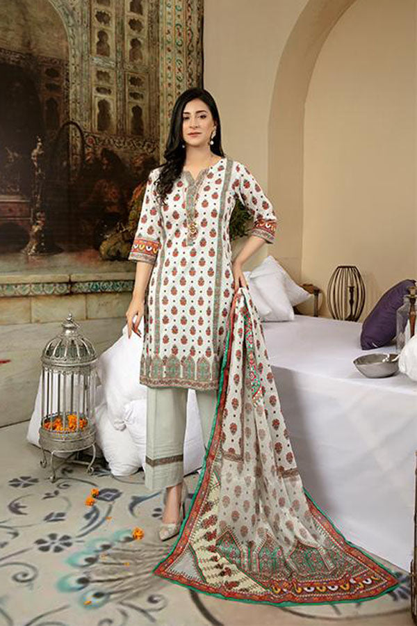 Zoha Summer Bloom Lawn Printed Unstitched 3 Piece Suit collection ZSL21-090 Royal Gleam RG