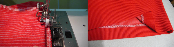 Step-by-step photos showing how to hem a Knit Bodycon Pencil Skirt.