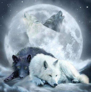 Diamond Painting Wolves Howling At The Moon Usa Figuredart