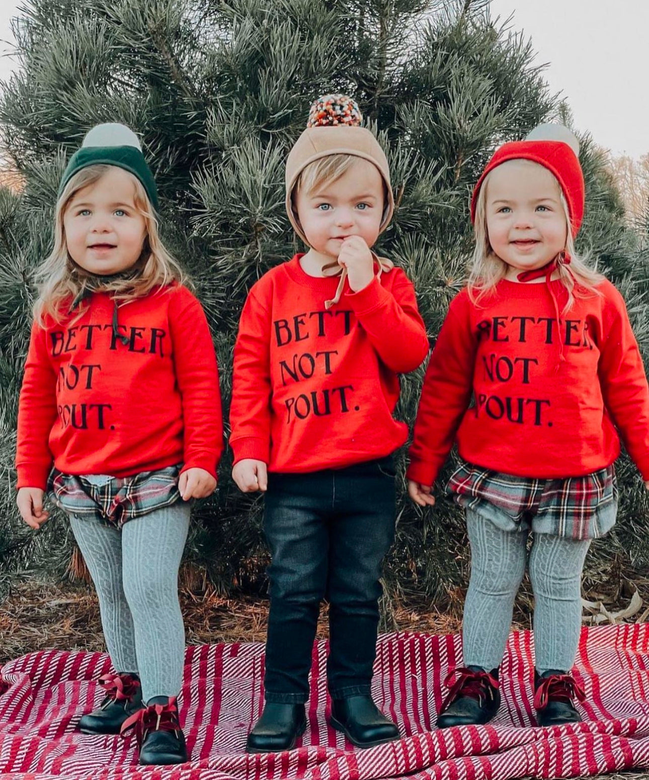 Christmas Red Better Not Pout Crewneck, red & black