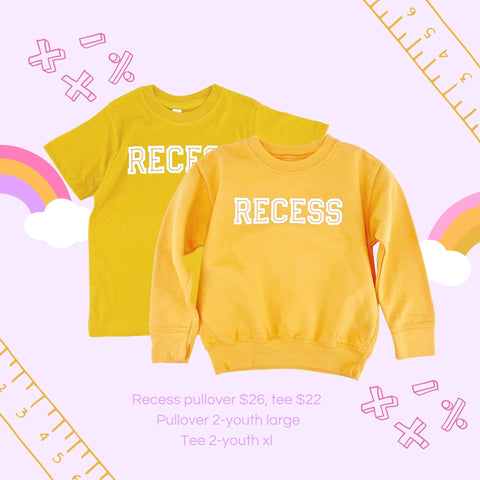 Recess Yellow Tee shirt and sweatshirt